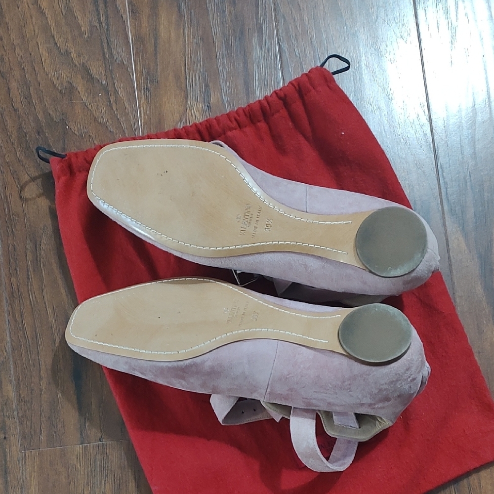 Valentino Women's Pink Suede Ballet Flats - Picture 2 of 5